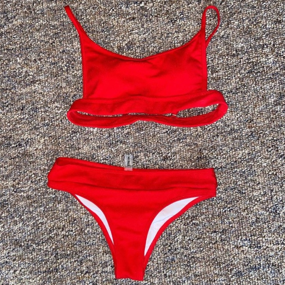 Red Shein bathing suit